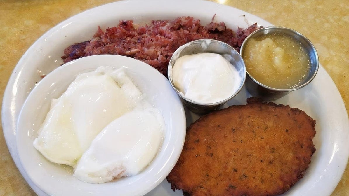 Corned Beef Hash & Poached Eggs.