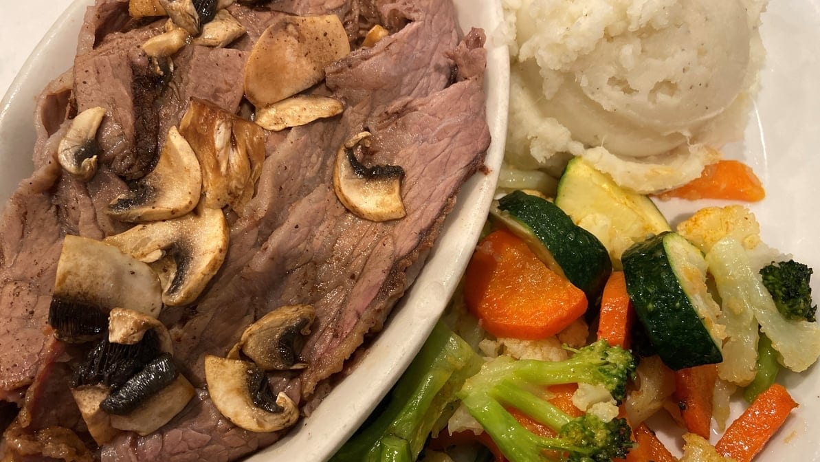 Hot Homemade Beef Brisket Sandwich.