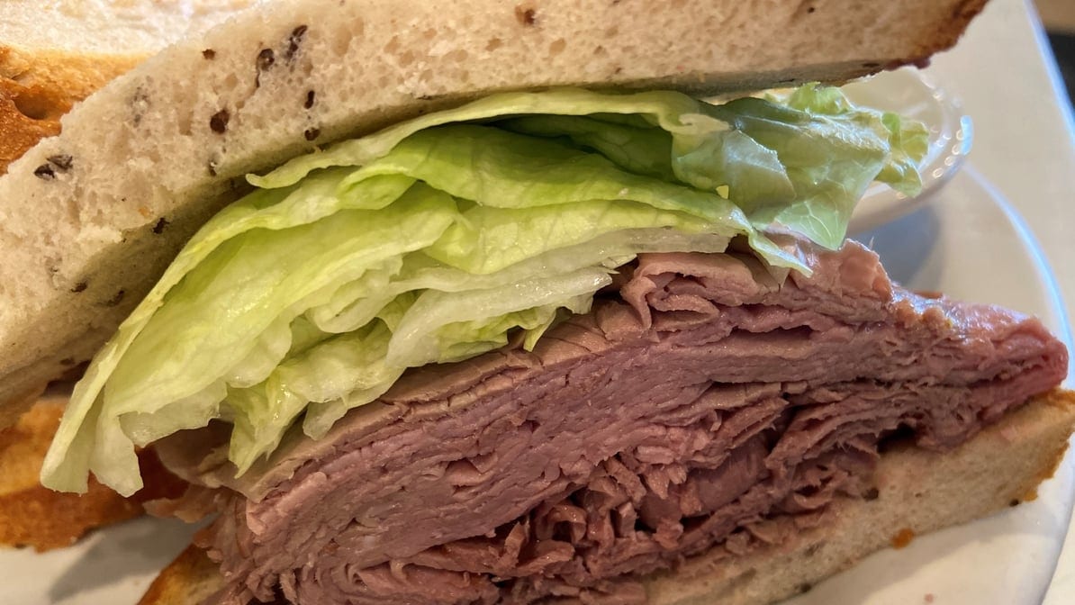 Rare Roast Beef Sandwich.