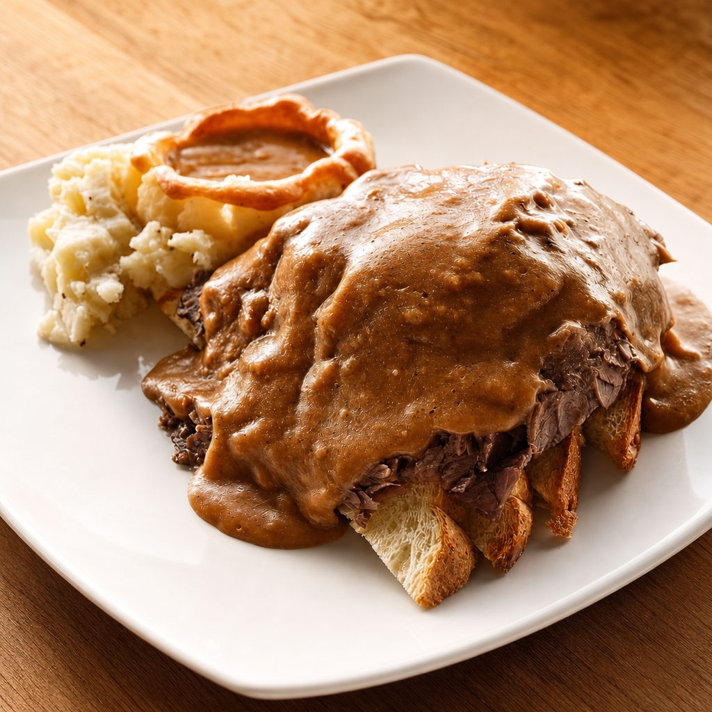 Open Faced Hot Sandwich.