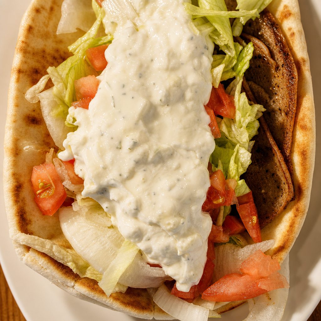 Greek Gyro Sandwich.