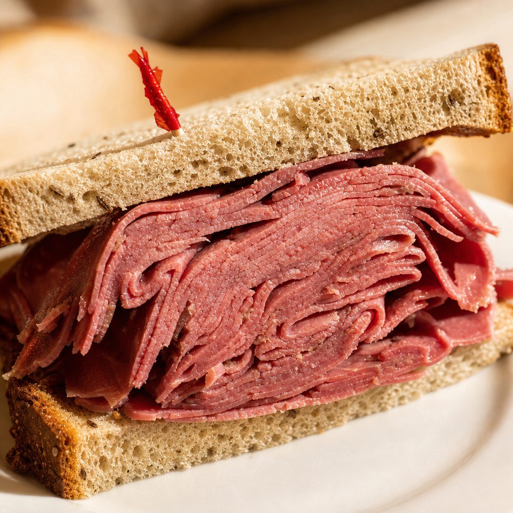 Homemade Corned Beef Sandwich.