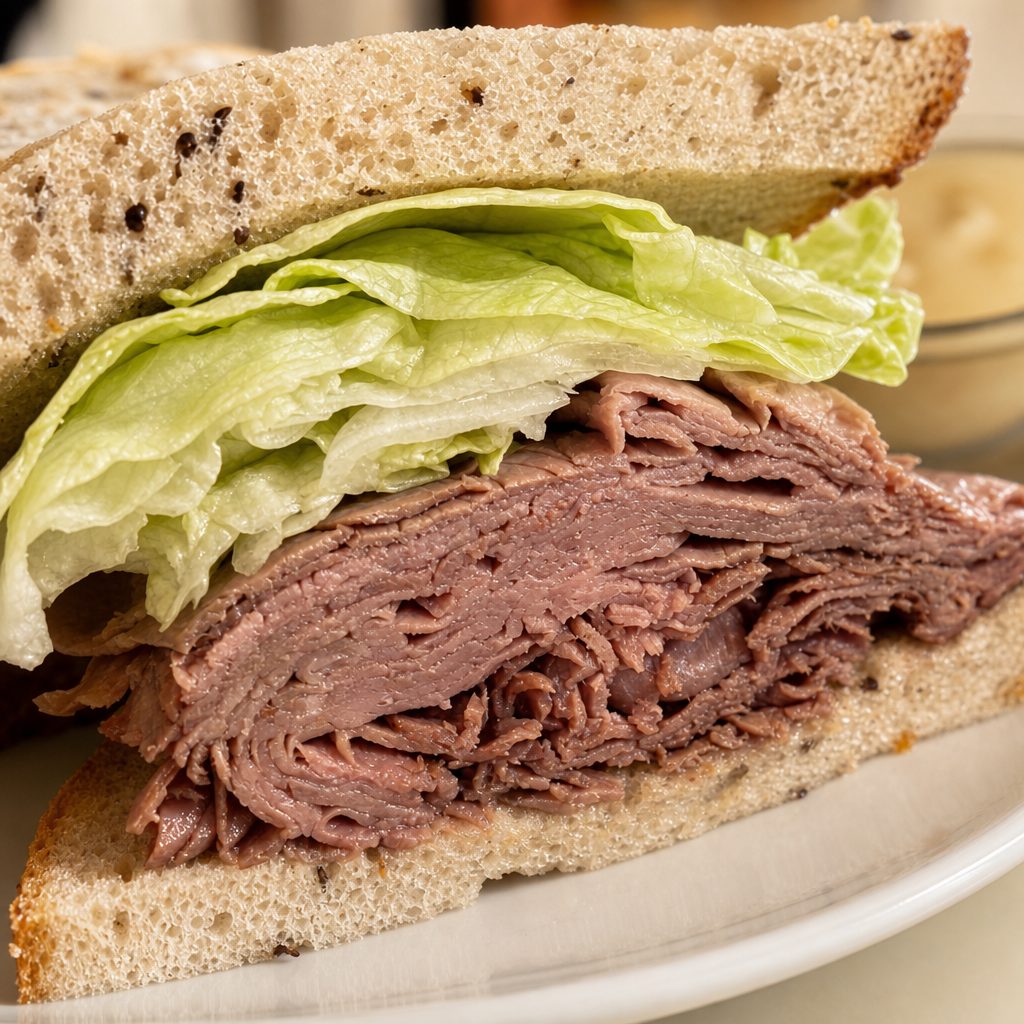 Rare Roast Beef Sandwich.