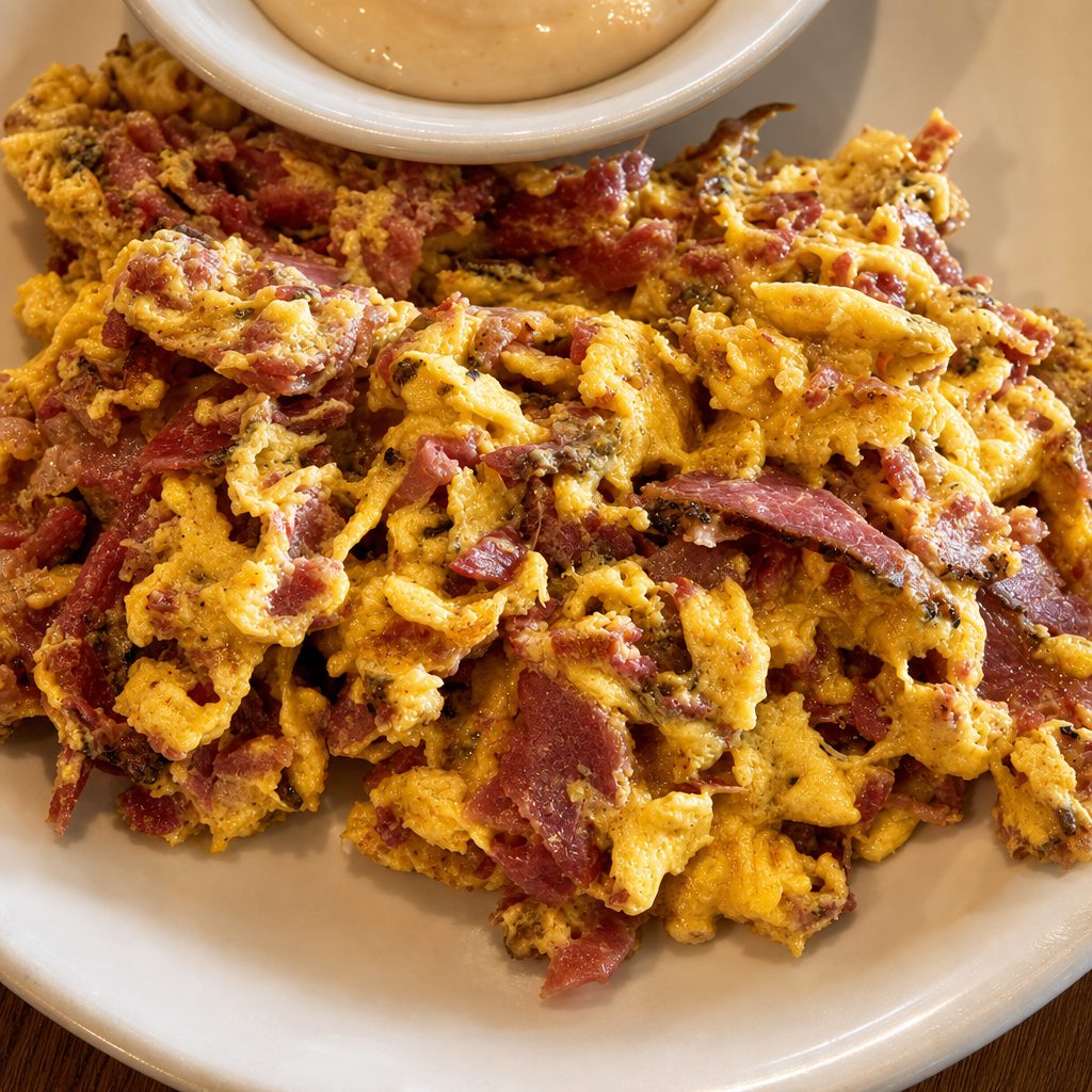 Corned Beef & Eggs Scramble.