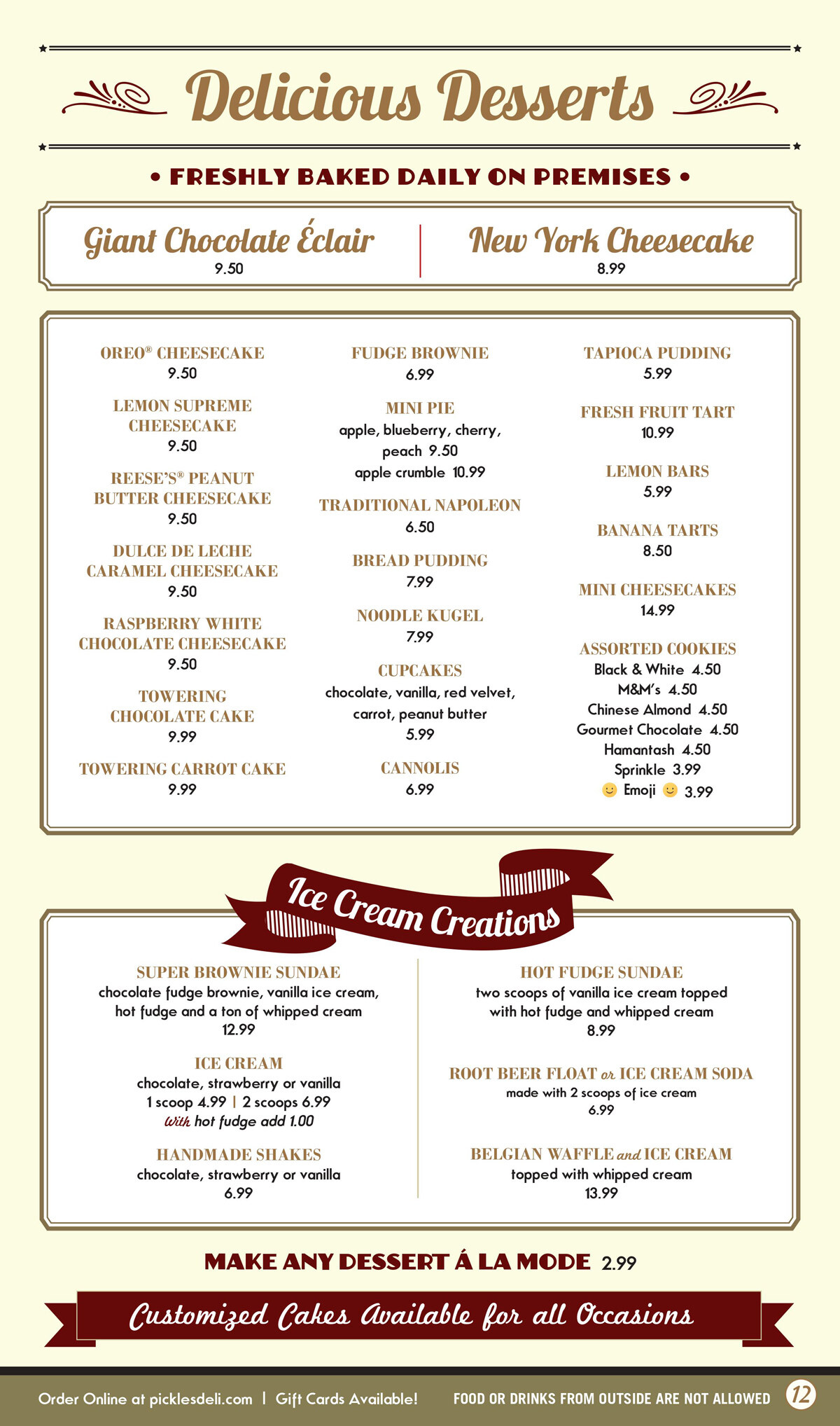 Pickles Deli Menu Order Online for Breakfast, Lunch & Dinner