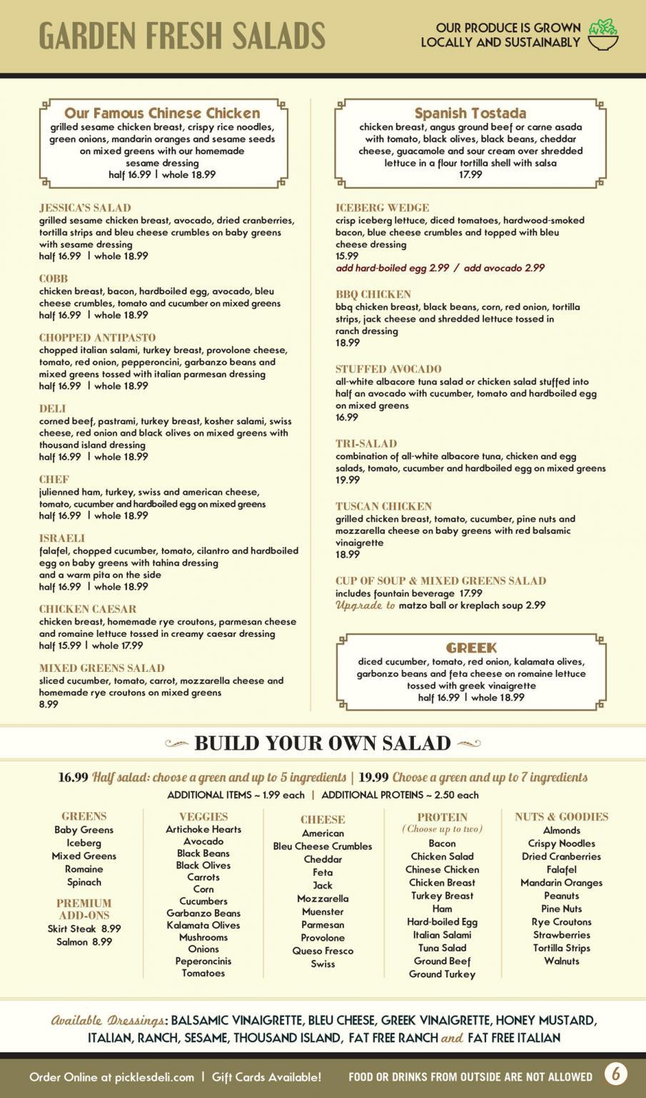 Pickles Deli Menu Order Online for Breakfast, Lunch & Dinner